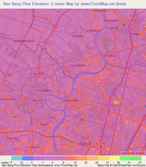 Ban Bang Phut,Thailand Elevation Map