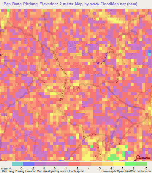 Ban Bang Phriang,Thailand Elevation Map