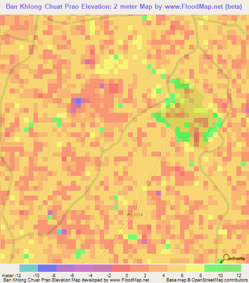 Ban Khlong Chuat Prao,Thailand Elevation Map
