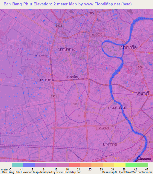 Ban Bang Phlu,Thailand Elevation Map
