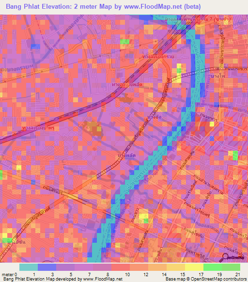 Bang Phlat,Thailand Elevation Map