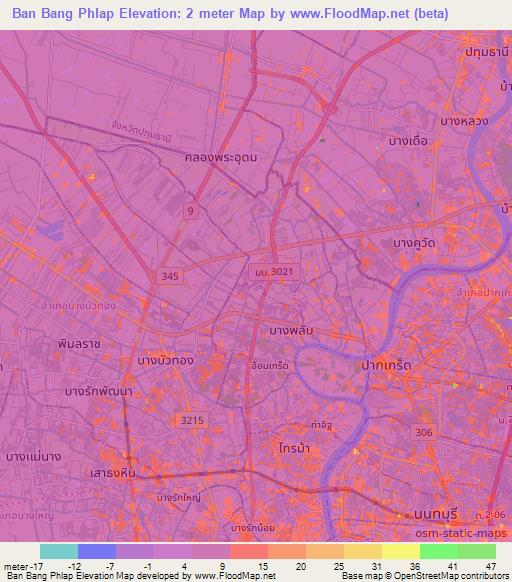 Ban Bang Phlap,Thailand Elevation Map