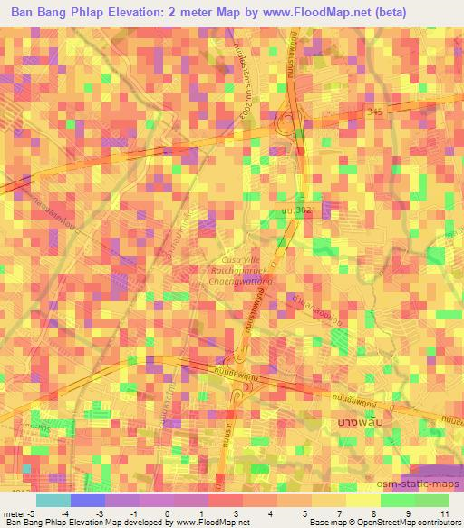 Ban Bang Phlap,Thailand Elevation Map