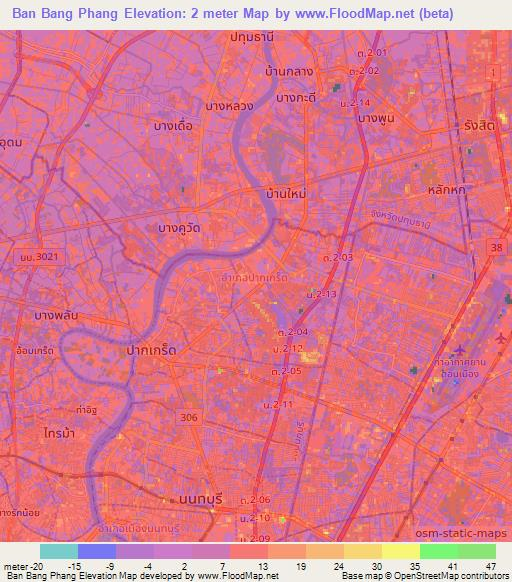 Ban Bang Phang,Thailand Elevation Map