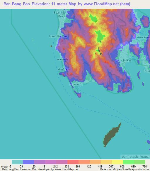 Ban Bang Bao,Thailand Elevation Map