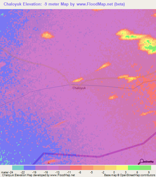 Chaloyuk,Turkmenistan Elevation Map