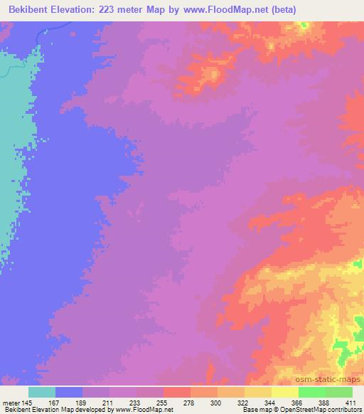 Bekibent,Turkmenistan Elevation Map