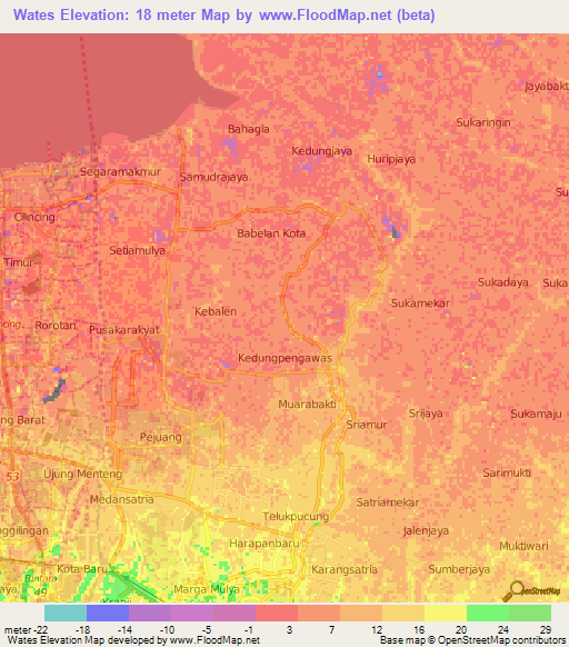 Wates,Indonesia Elevation Map