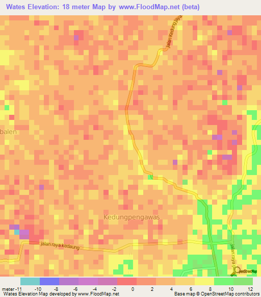 Wates,Indonesia Elevation Map