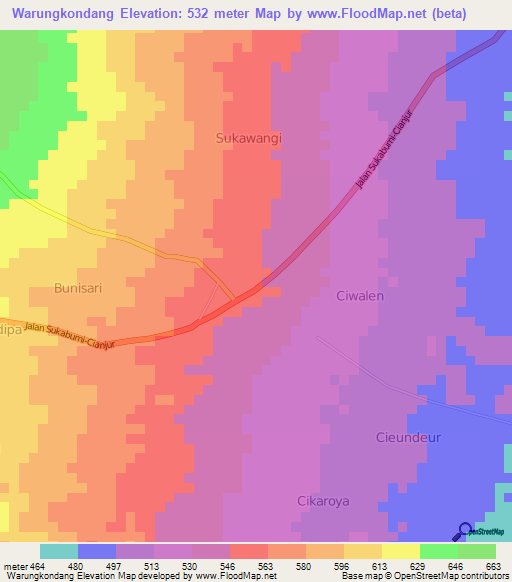 Warungkondang,Indonesia Elevation Map
