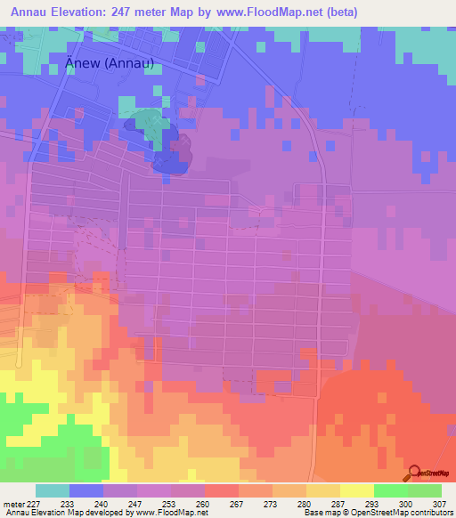 Annau,Turkmenistan Elevation Map
