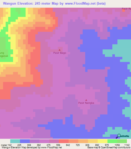 Wangun,Indonesia Elevation Map