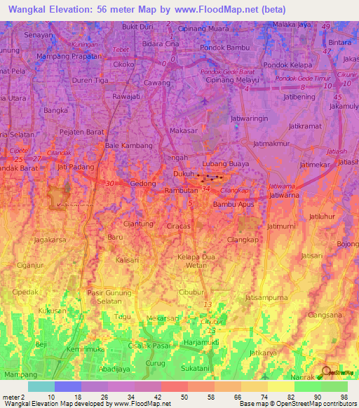 Wangkal,Indonesia Elevation Map