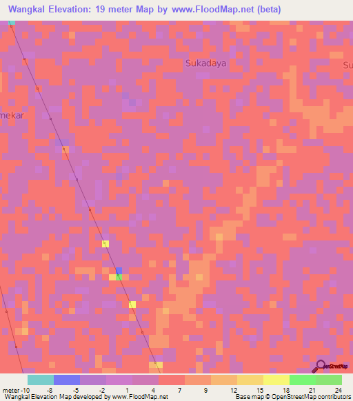 Wangkal,Indonesia Elevation Map