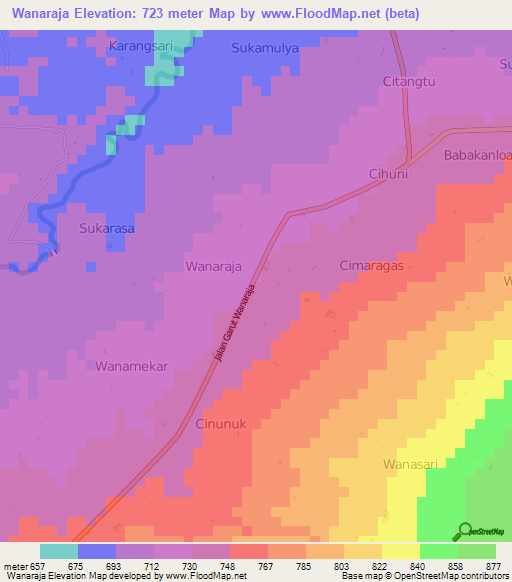 Wanaraja,Indonesia Elevation Map