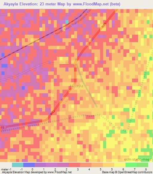 Akyayla,Turkmenistan Elevation Map
