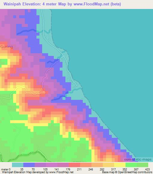 Wainipah,Indonesia Elevation Map