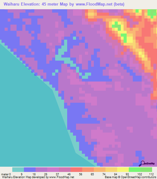 Waiharu,Indonesia Elevation Map