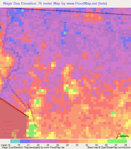 Wagir Dua,Indonesia Elevation Map