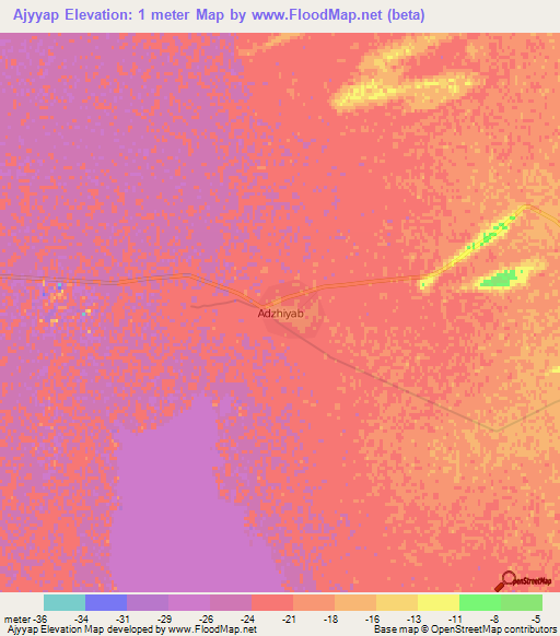 Ajyyap,Turkmenistan Elevation Map