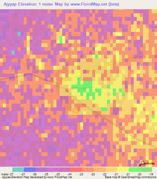 Ajyyap,Turkmenistan Elevation Map