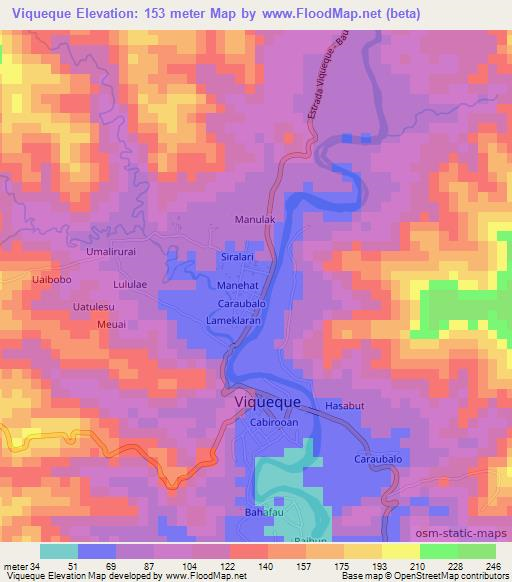 Viqueque,East Timor Elevation Map