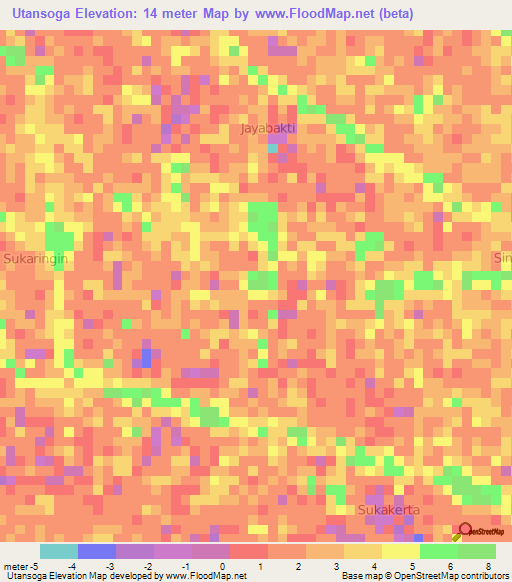 Utansoga,Indonesia Elevation Map
