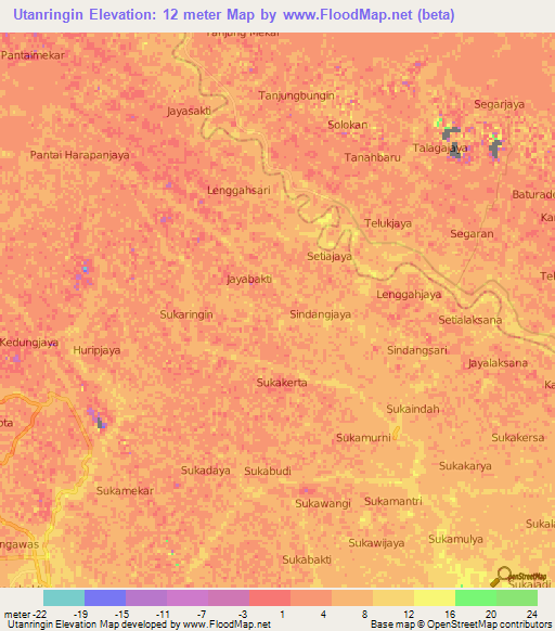 Utanringin,Indonesia Elevation Map