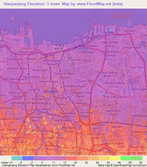 Utanpanjang,Indonesia Elevation Map