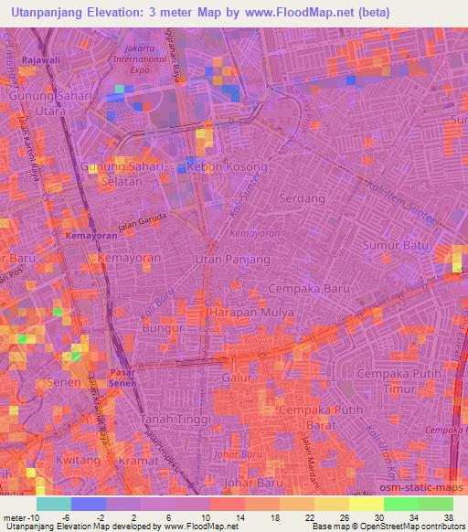 Utanpanjang,Indonesia Elevation Map