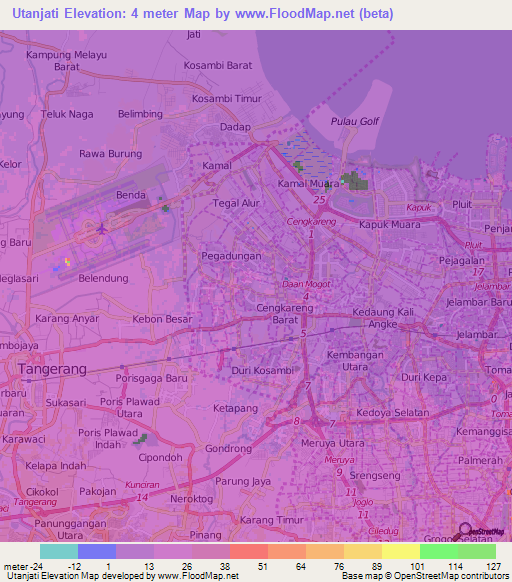 Utanjati,Indonesia Elevation Map