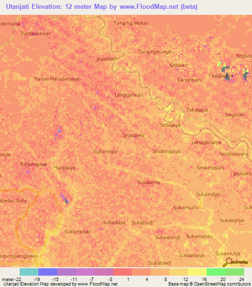 Utanjati,Indonesia Elevation Map