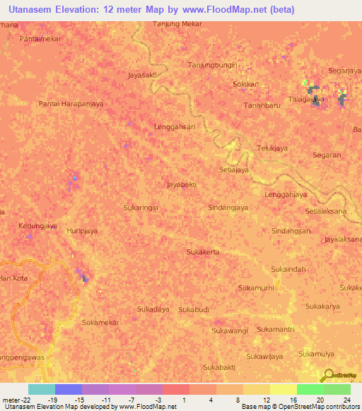 Utanasem,Indonesia Elevation Map