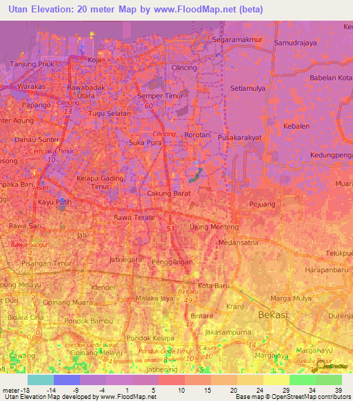 Utan,Indonesia Elevation Map