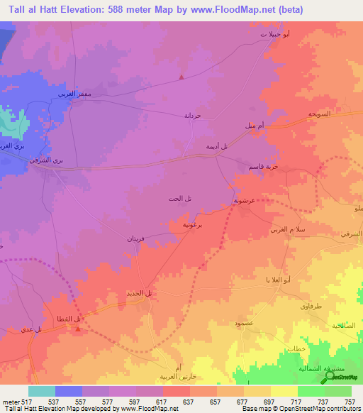 Tall al Hatt,Syria Elevation Map