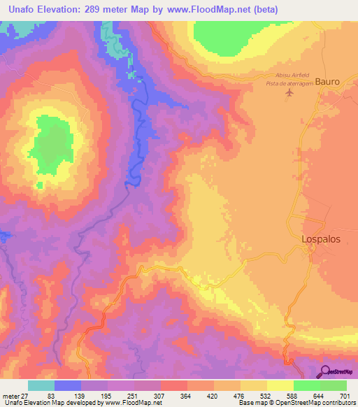 Unafo,East Timor Elevation Map