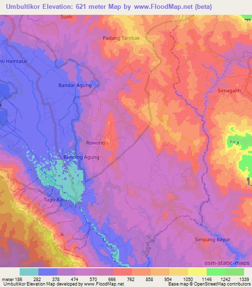 Umbultikor,Indonesia Elevation Map
