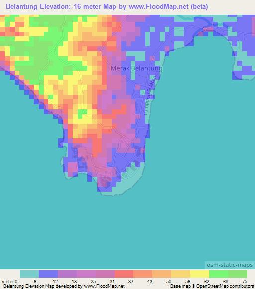 Belantung,Indonesia Elevation Map