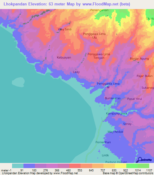 Lhokpandan,Indonesia Elevation Map