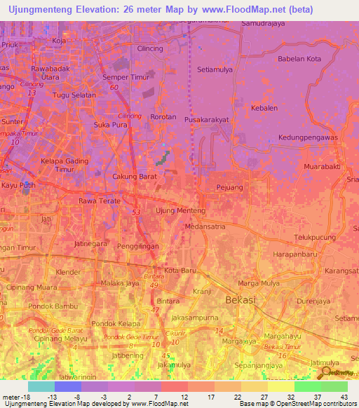 Ujungmenteng,Indonesia Elevation Map