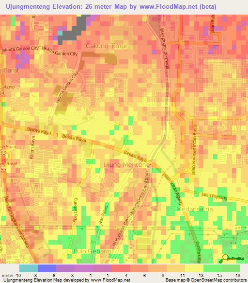 Ujungmenteng,Indonesia Elevation Map