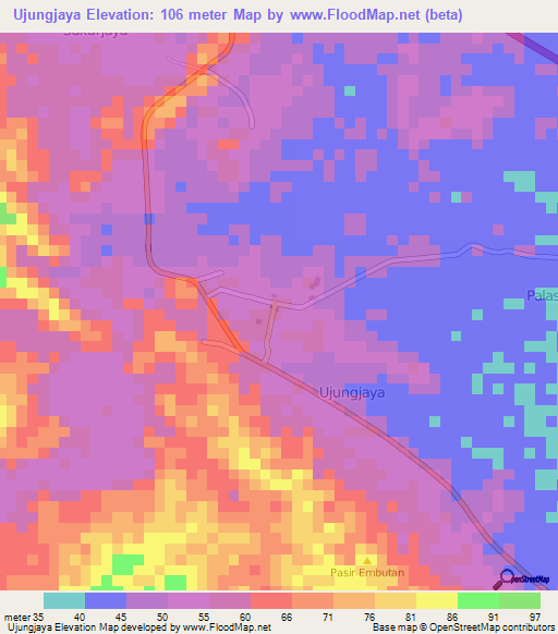 Ujungjaya,Indonesia Elevation Map