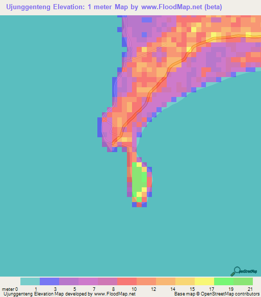 Ujunggenteng,Indonesia Elevation Map