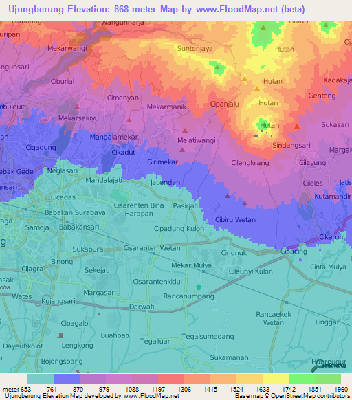 Ujungberung,Indonesia Elevation Map