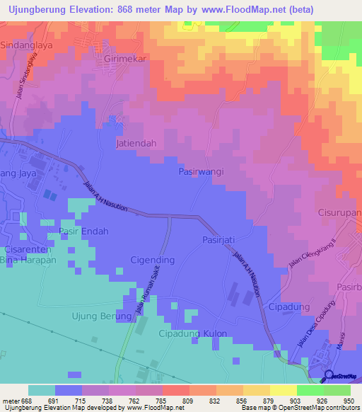 Ujungberung,Indonesia Elevation Map