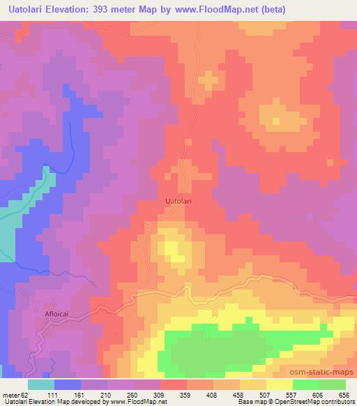 Uatolari,East Timor Elevation Map