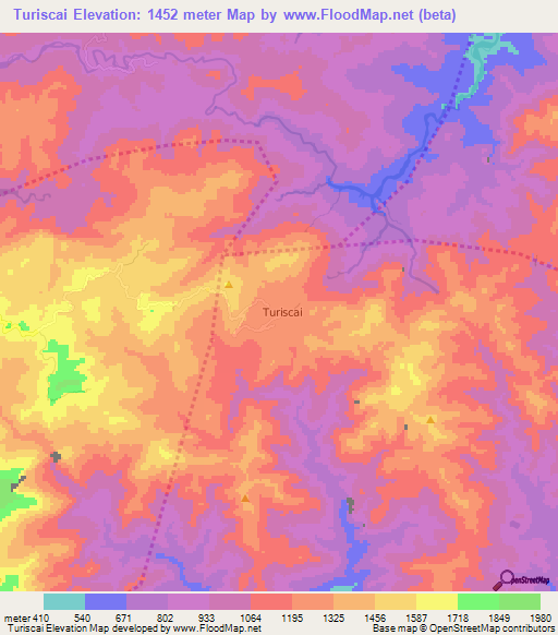 Turiscai,East Timor Elevation Map