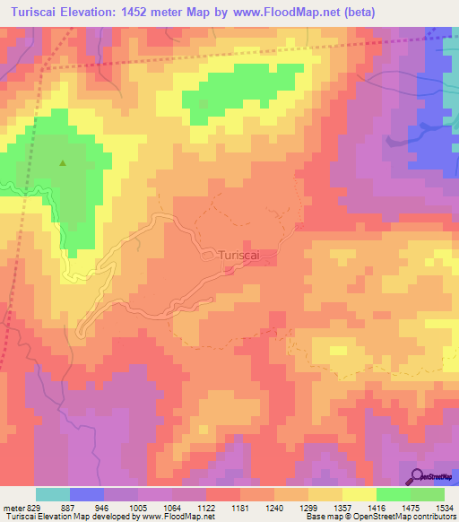 Turiscai,East Timor Elevation Map