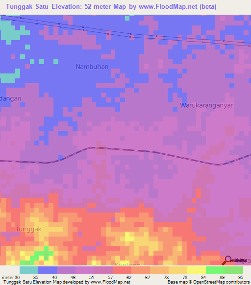 Tunggak Satu,Indonesia Elevation Map