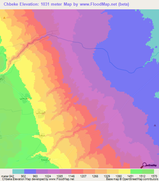 Chbeke,Syria Elevation Map